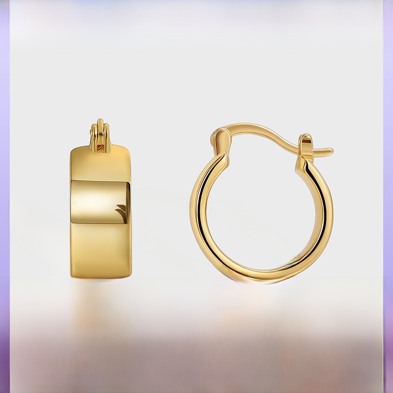 Minimalist Gold Plated Brass Hoop Earrings With 925 Sterling Silver Pin Glossy Curved C-Shaped Stud Earrings For Women Niche Design Fashion Jewelry