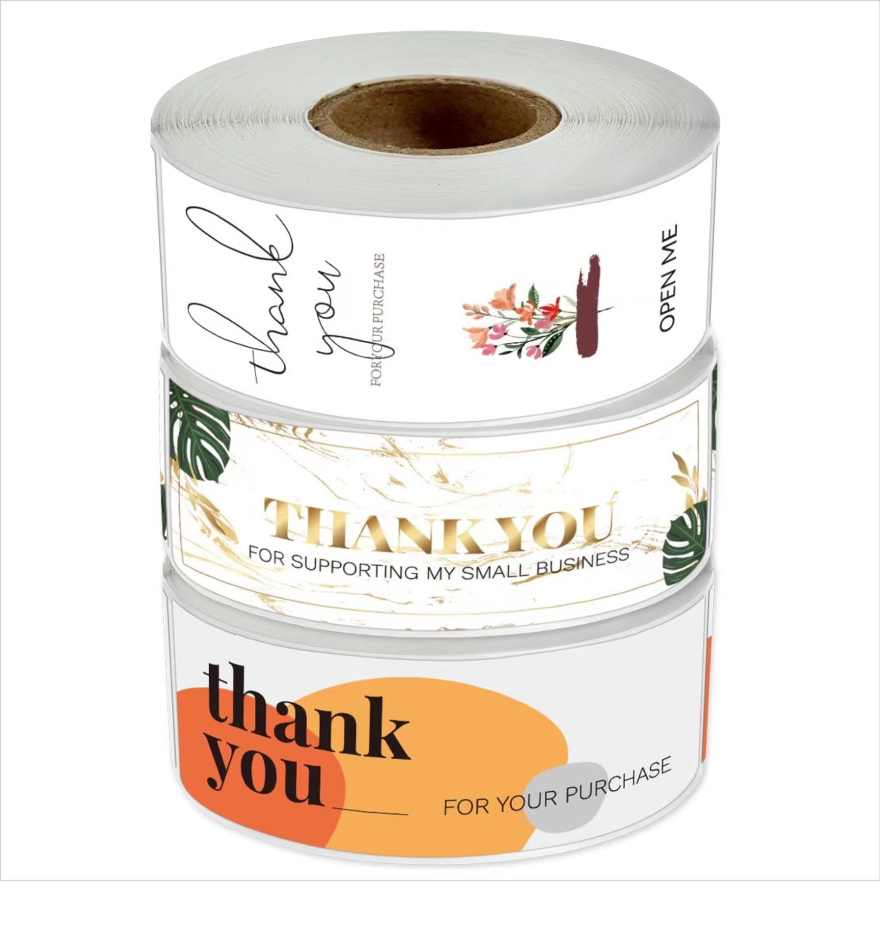 120pcs Self-Adhesive Thank You For Your Purchase Stickers Roll Decorative Sealing Label For Small Business Packaging Gift Box Sealing Flower Marble Geometric Style