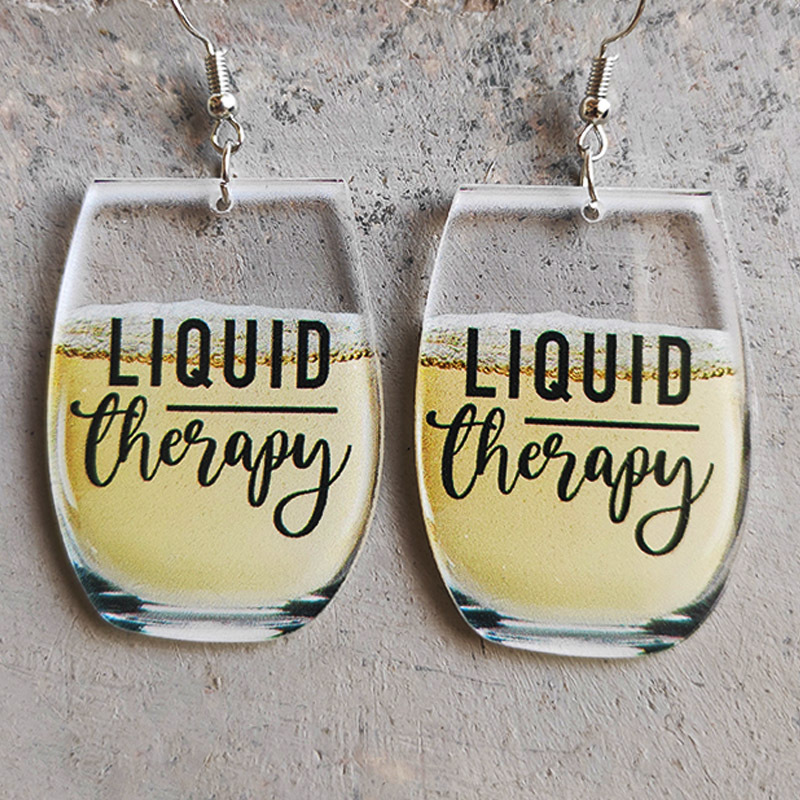 Funny Acrylic Beer Mug Dangle Earrings With Liquid Yellow Wine Glass Drop Earrings For Women Party Jewelry Warning The Girls Are Drinking Again