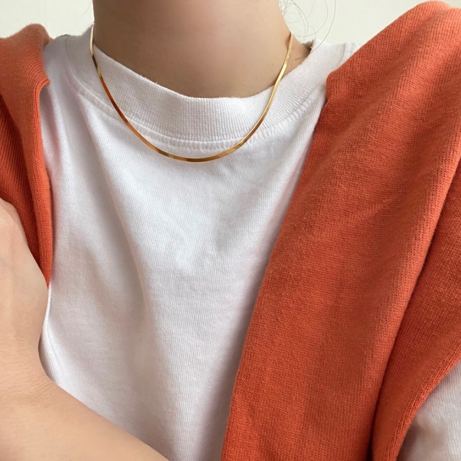 925 Sterling Silver Flat Snake Chain Necklace Herringbone Choker For Women Elegant Minimalist Commute Jewelry 18K Gold Plated Silver Options