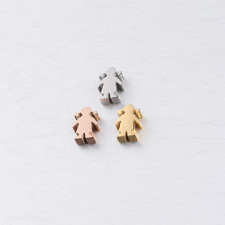 304 Stainless Steel Little Girl Shaped Charms Mirror Polished 18K Gold Plated Small Person Pendants For DIY Necklace Bracelet Jewelry Making Accessories