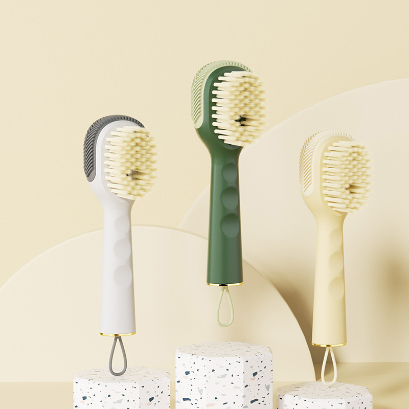 Multifunctional Liquid Dispensing Shoe Brush Soft Bristles And TPR Suede Cleaner Long Handle Household Shoe Scrubber For Sneakers Leather Boots