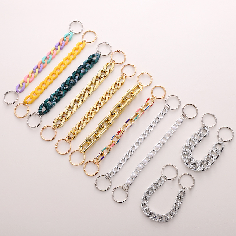 DIY Acrylic Faux Pearl Rhinestone Metal Shoe Chains For Clogs Bags Decoration Fashion Jewelry Replaceable Shoes Accessories Charms Women