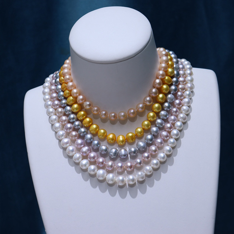 Elegant Freshwater Pearl Necklace And Earrings Jewelry Classic Round High Luster Beads Gift For Mother Anniversary Wedding