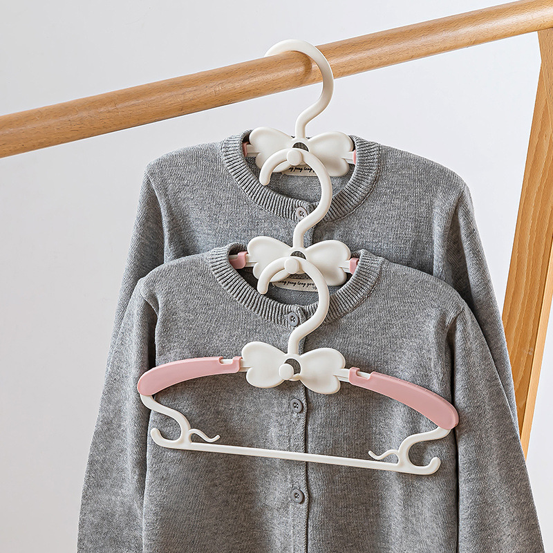 10Pcs Retractable Children Hangers Multi-functional PP Plastic Non-Slip Stackable Clothes Drying Rack For Baby Kids Toddlers Wardrobe Space Saving Organizer