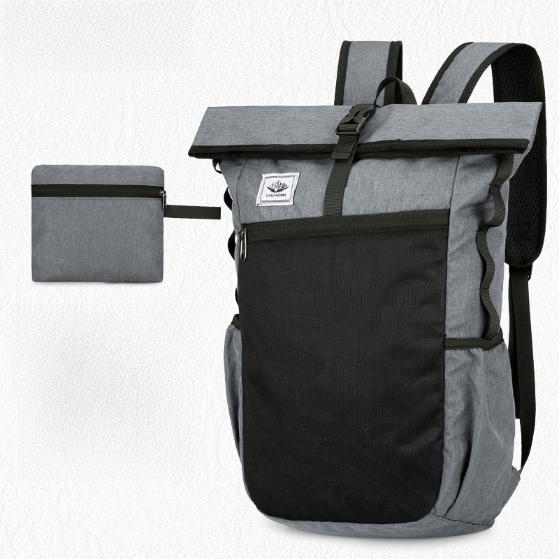 Waterproof Foldable Roll Top Sport Backpack Large Capacity Lightweight Polyester Nylon Travel Bag For Outdoor Hiking Commuting Men Women Casual Daypack