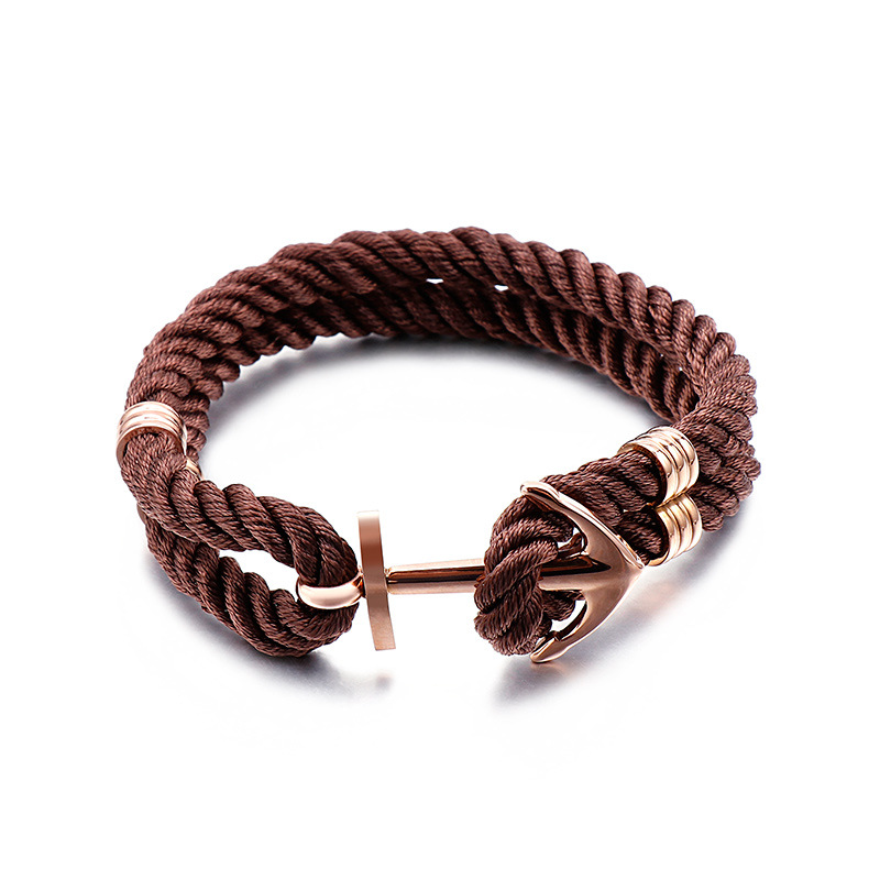Anchor Braided Rope Bracelet For Men With 316L Stainless Steel Buckle Nautical Sporty Handmade Casual Accessory