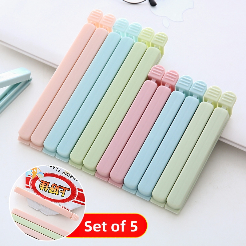 5Pcs PP Food Sealing Clips Portable Snack Bag Sealer Moisture-Proof Fresh-Keeping Clamp For Kitchen Home Food Storage Organization