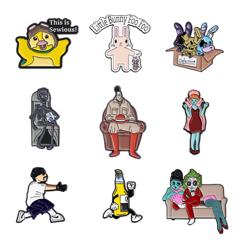 Cartoon Enamel Lapel Pin Set Zinc Alloy Metal Brooches For Backpack Clothing Jackets Decorative Badges For Men Women Teens Accessories