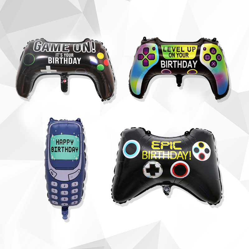 Aluminum Foil Game Controller Mobile Phone Shape Balloons For Birthday Party Decorations Gamer Video Game Theme Party Supplies For Kids Boys