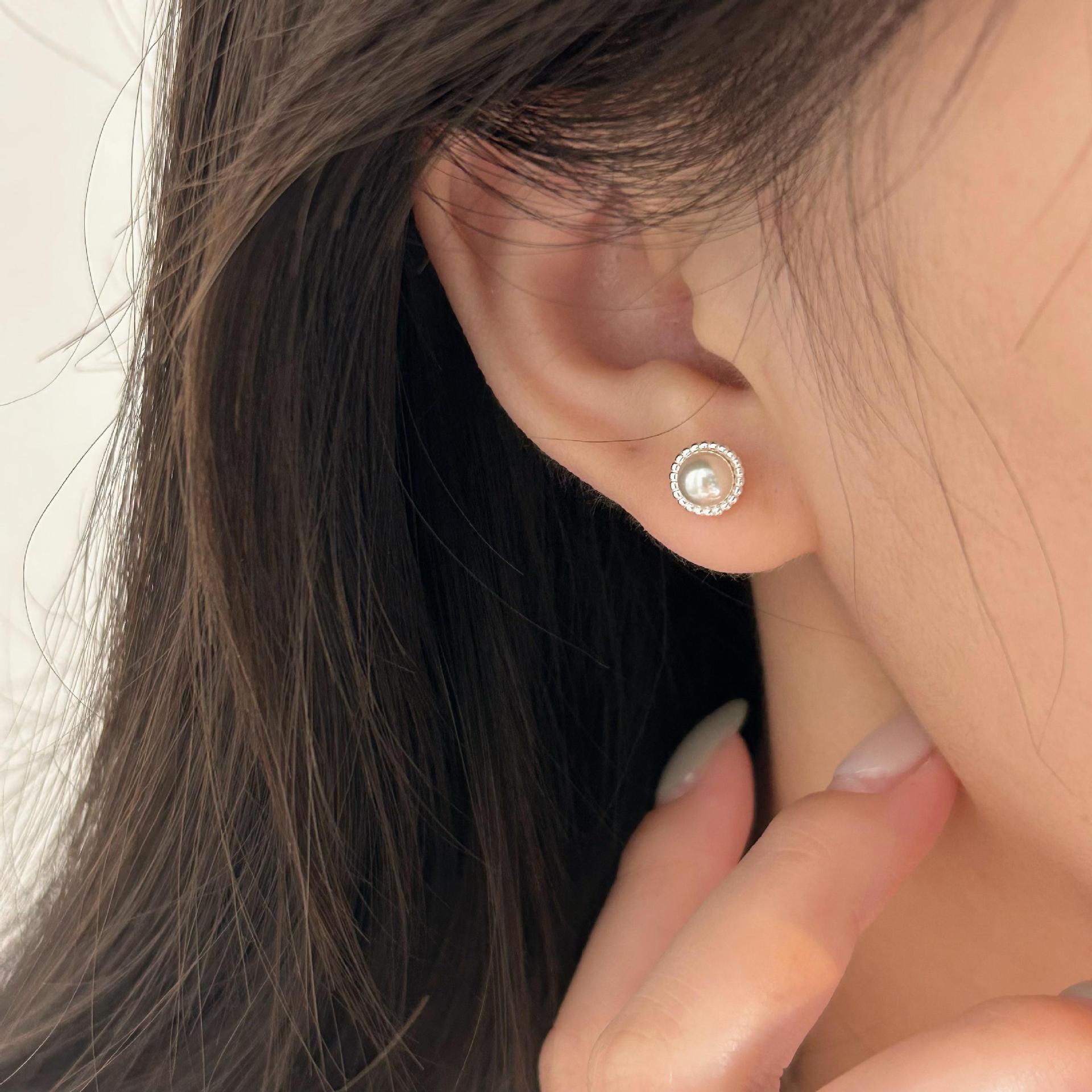 Minimalist Pearl Stud Earrings With 925 Sterling Silver Earring Post Vintage Elegant Jewelry For Women