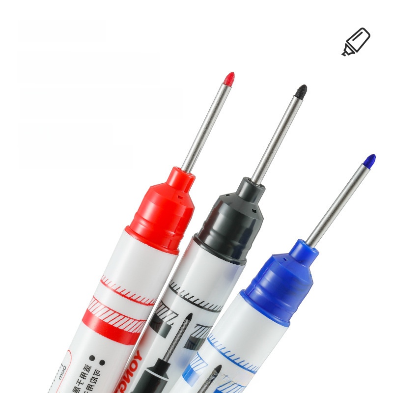20mm Long Nib Deep Hole Marker Pen Waterproof Quick Dry Oil Based Marking Pen For Woodworking Construction Tile Marking Black Red Blue Professional Deep Hole Positioning Marker Stationery