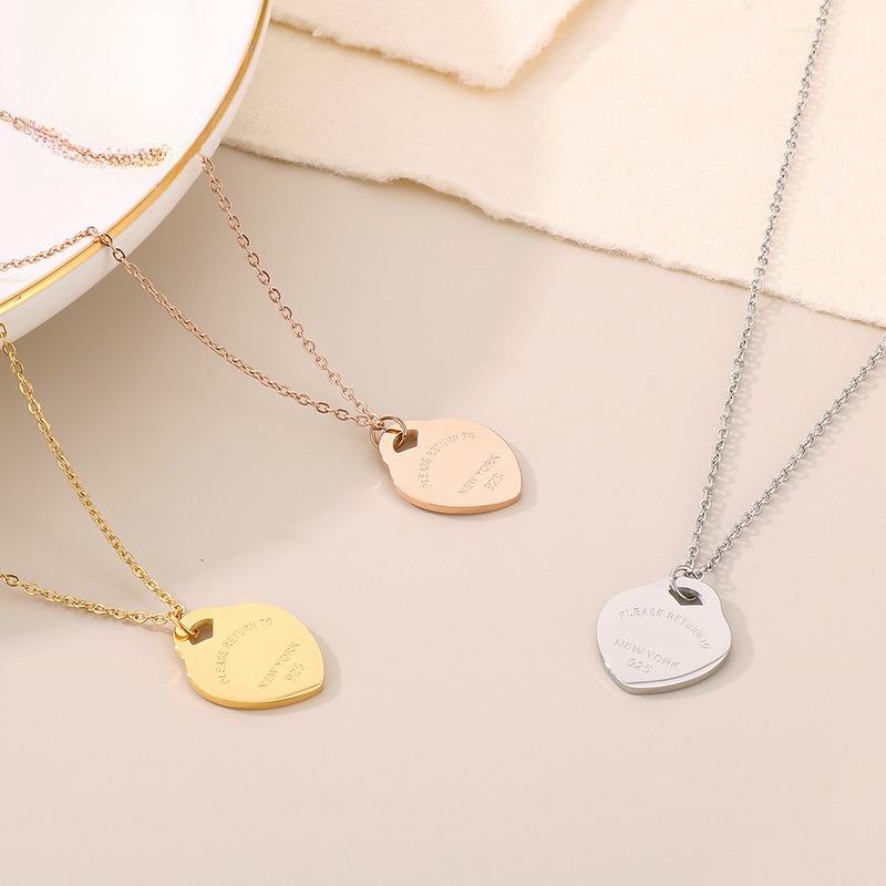 Classic 925 Sterling Silver Heart Pendant Necklace With Please Return To New York Engraving Elegant Jewelry Gift For Women Gold Silver Rose Gold