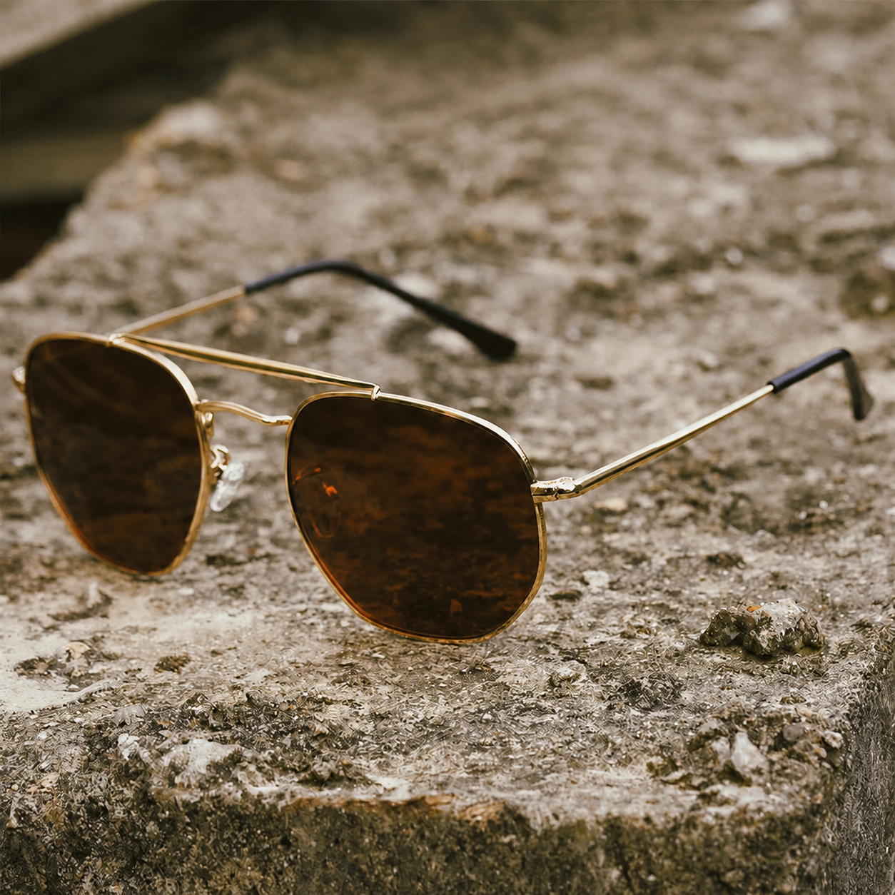 Wholesale Retro Aviator Sunglasses Metal Frame UV400 Polygonal Punk Style - Everful