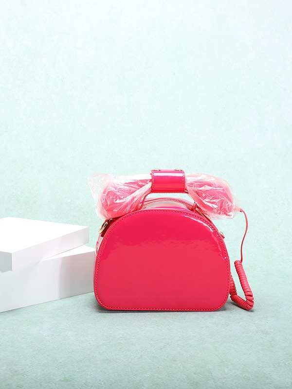 Creative Retro Telephone Shaped Handbag High Gloss Patent Leather PU Shoulder Crossbody Bag Funny Handset Handle Individual Fashion Bag For Women Daily Party Weird Purse