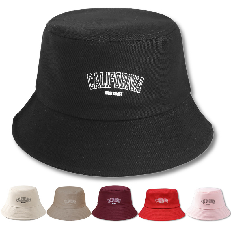 Fashion California West Coast Embroidered Cotton Bucket Hat For Women Men Sun Protection Foldable Beach Travel Casual Fisherman Cap