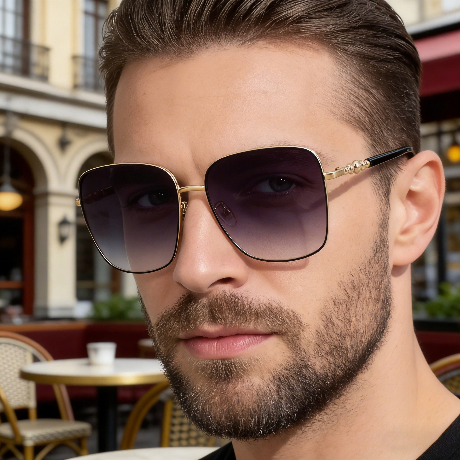 Wholesale Men Fashion Square Large Frame Sunglasses UV400 Gradient Lenses - Everful