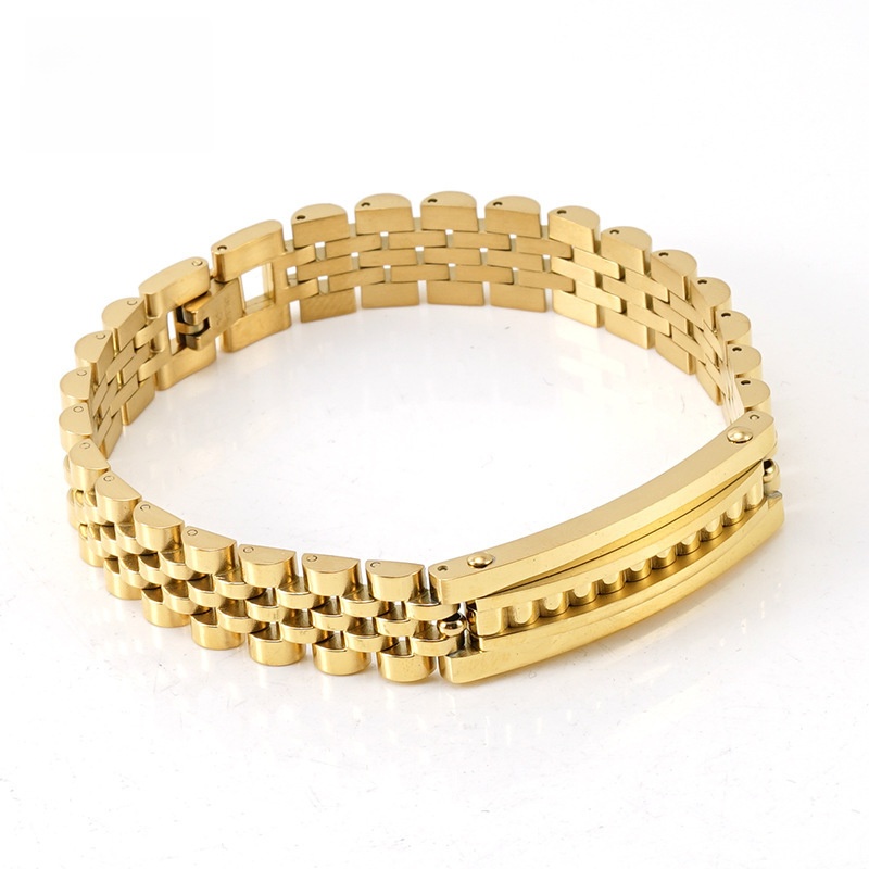 Classic Stainless Steel Jubilee Chain Bracelet For Men Women Adjustable Metal Link Wristband Plated Gold Silver Jewelry Accessories Gift