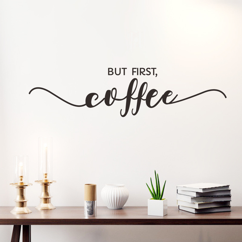 But First Coffee Removable PVC Wall Sticker DIY Lettering Mural Decal For Kitchen Bedroom Cafe Home Wall Decor FX1930