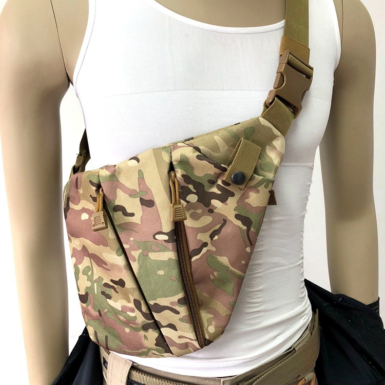 Men's Tactical Anti-theft Chest Bag Oxford Cloth Crossbody Shoulder Bag Multi-functional Outdoor Sports Camouflage Storage Bag Adjustable Buckle For Hiking Camping Unisex