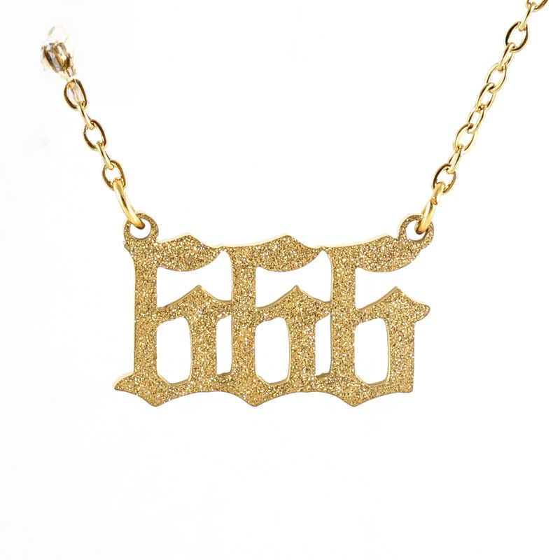 Gothic Angel Number Necklace 111-999 Stainless Steel 18K Gold Plated Sandblast Matte Lucky Number Pendant Necklace For Women Men Personalized Jewelry