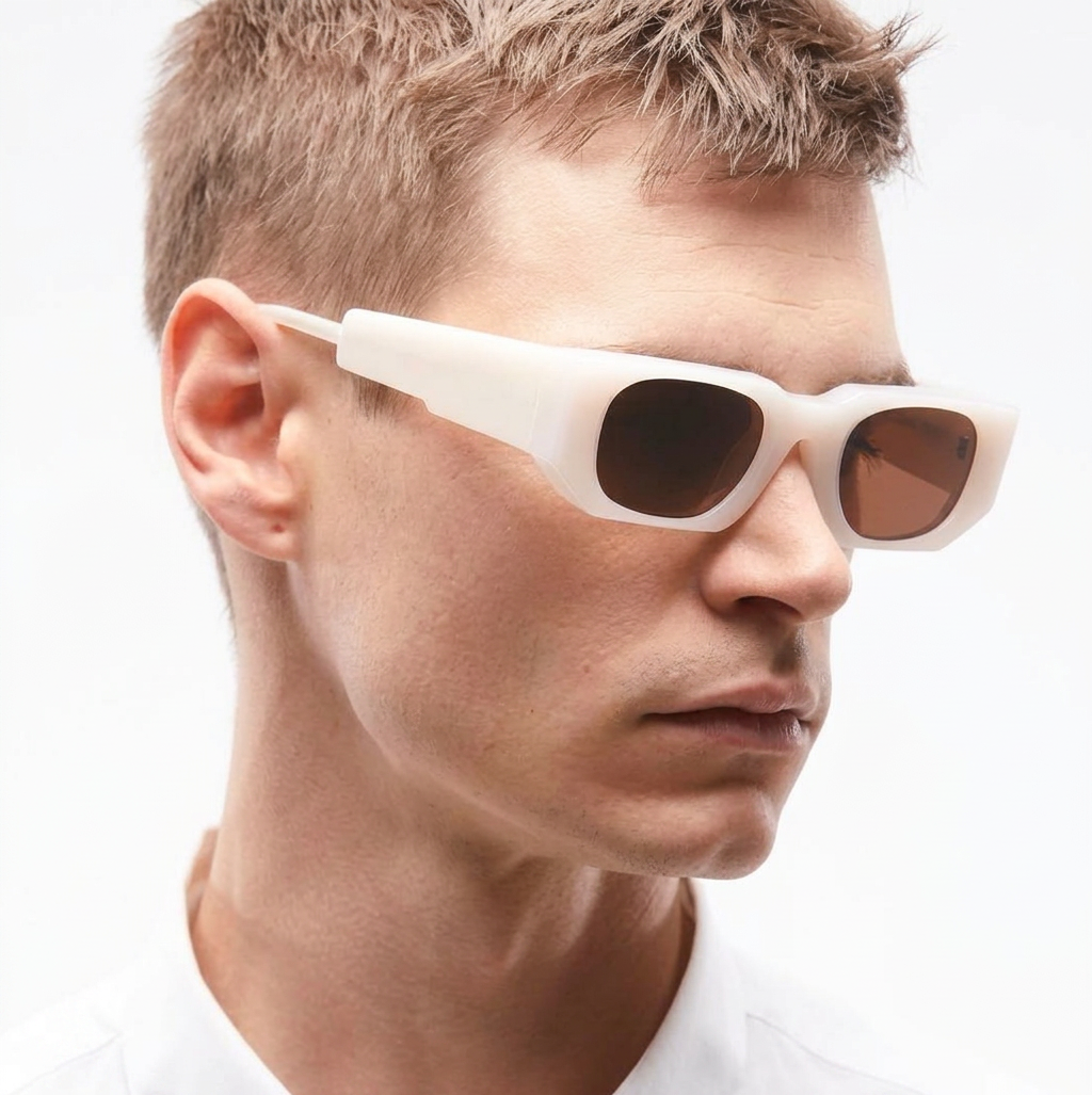 Wholesale Retro Polarized Rectangle Sunglasses with Geometric Thick Frame - Everful