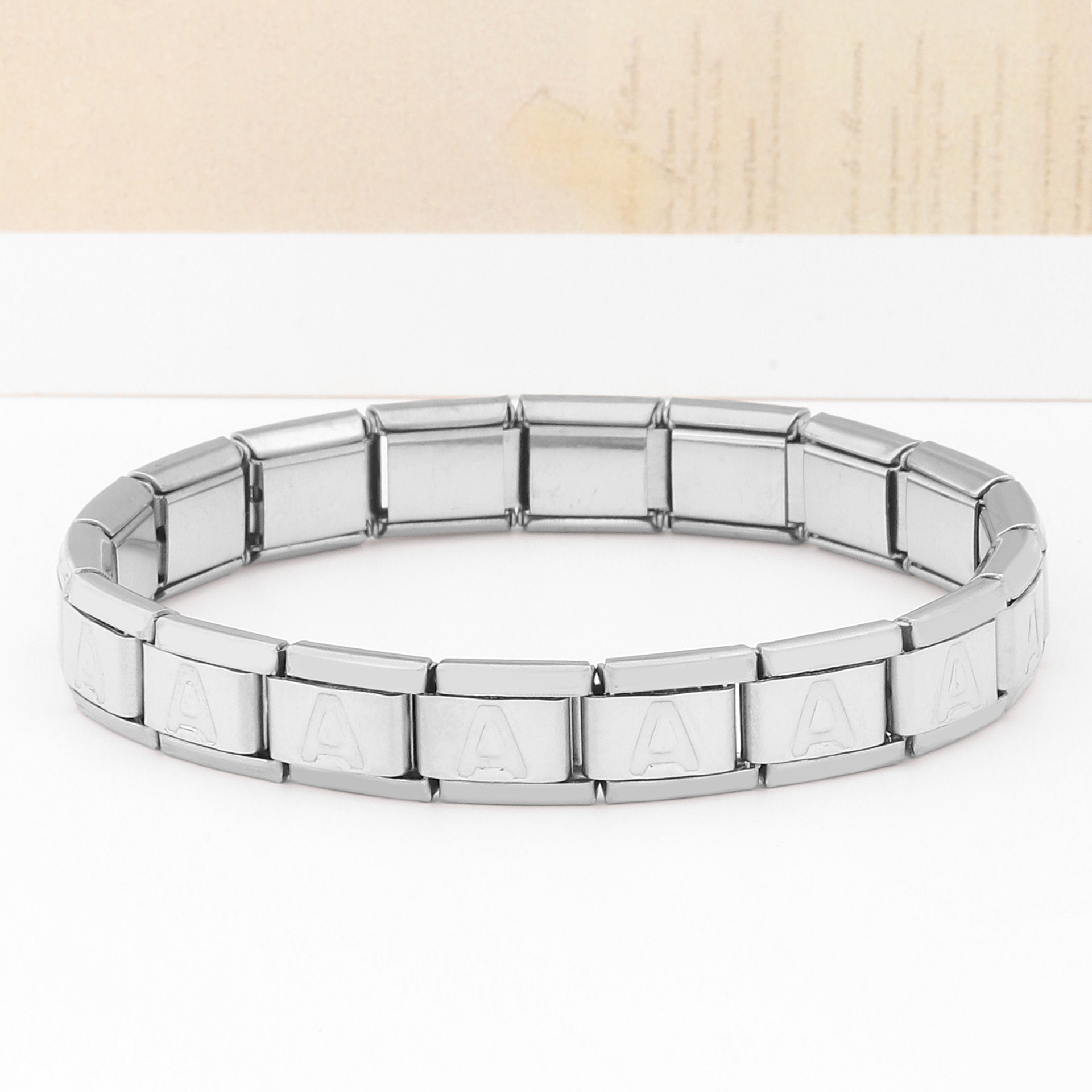Stainless Steel Italian Charm Bracelet Link 26 Letters DIY Modular Personalized Name Bracelet For Men Women Fashion Minimalist Jewelry Charms