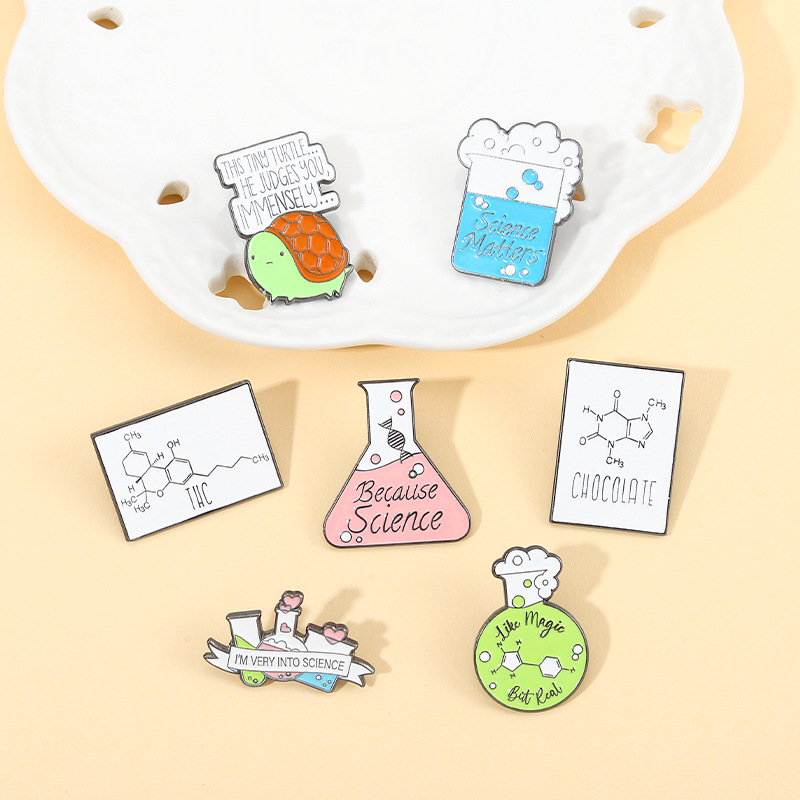 Science Lab Enamel Pin Set Chemistry Beaker Flask Molecule DNA Brooch Badge Science Matters Because Science For Backpack Jackets Jewelry Scientist Gift