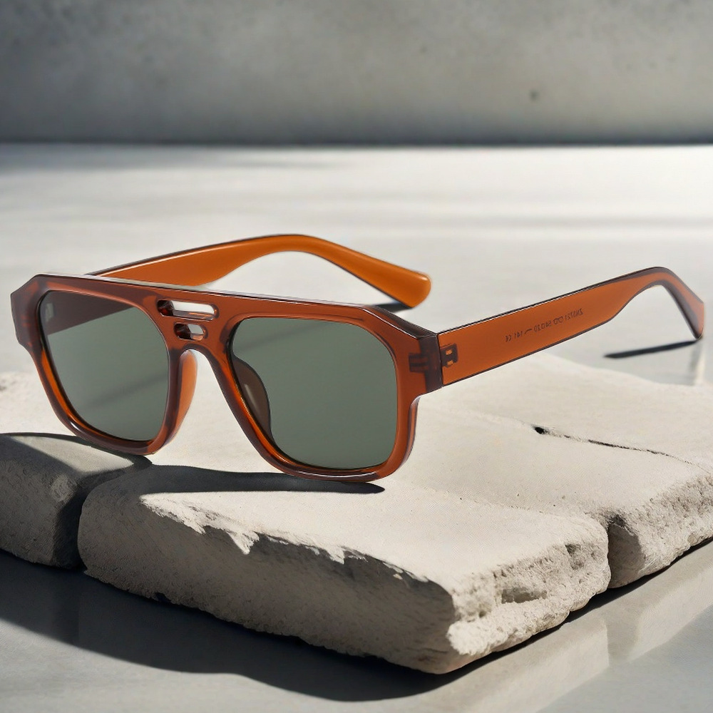 Wholesale Retro Square Double Bridge Aviator Sunglasses For Unisex - Everful