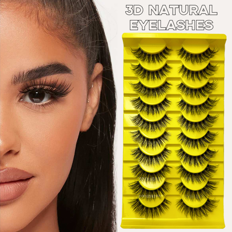 3D Faux Mink False Eyelashes Synthetic Fiber Wispy Fluffy Thick Cross Volume Eyelashes For Stage Party Makeup Natural Looking Reusable Eyelash Extensions For Women