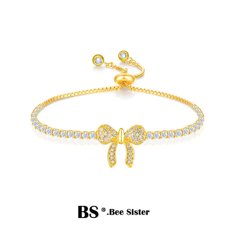 Luxury Bowknot Zircon Crystal Bracelet For Women Adjustable Alloy Rhinestone Hand Chain Jewelry Gift Sparkly Wedding Party Accessories Gold Silver Round Butterfly Charm Bracelets