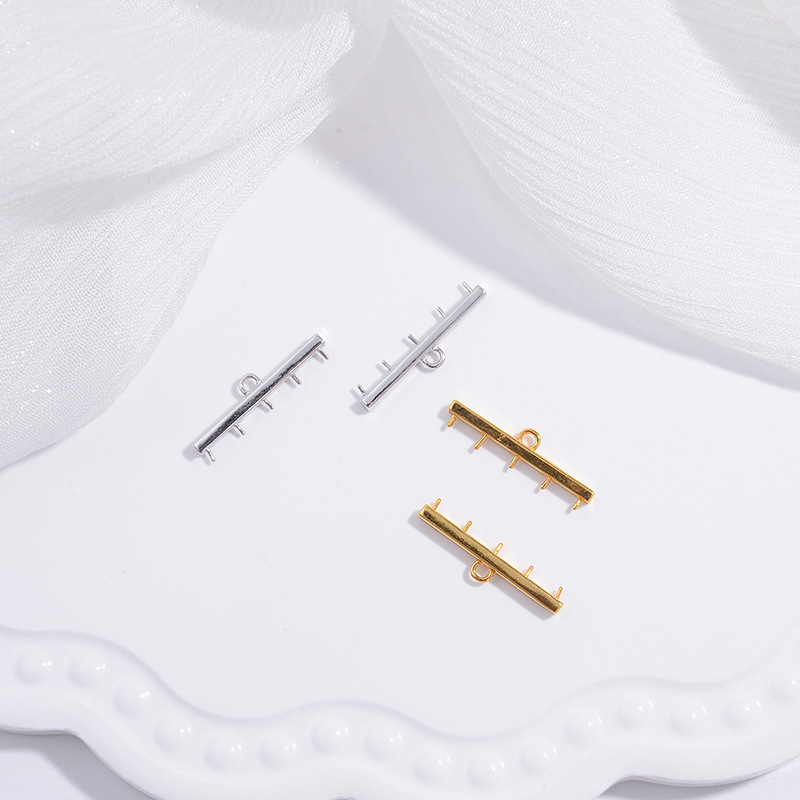 S925 Sterling Silver 5-Hole Balance Beam Pendant Base DIY Jewelry Connector Tassel Bar Link For Pearl Mounting Jewelry Making