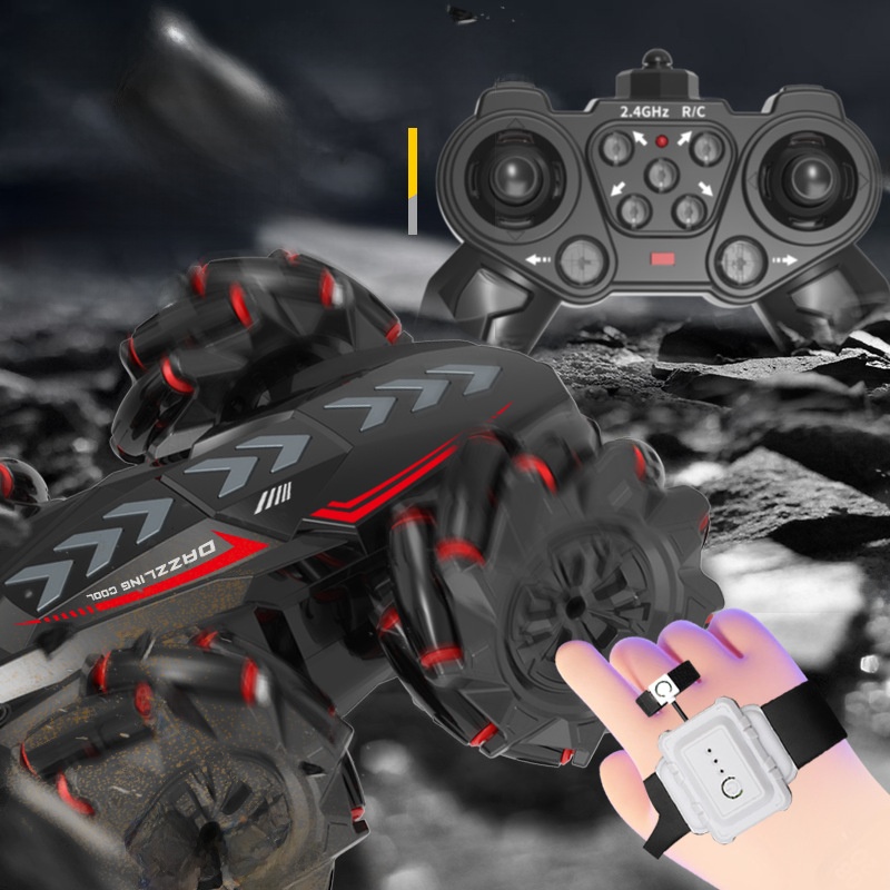 2.4GHz Gesture Sensing RC Stunt Car 4WD Double Sided Drift Off-Road Vehicle With LED Light Music Water Spray Toy For Kids Boys Girls Birthday Gift