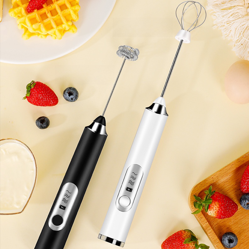 Wireless Electric Egg Beater Milk Frother Handheld USB Rechargeable 3-Speed Adjustable Stainless Steel Whisk For Coffee Cream Baking Cake Home Kitchen Gadget