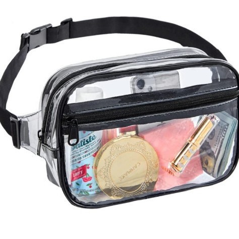 Clear PVC Waist Bag Waterproof Transparent Fanny Pack Stadium Approved Adjustable Strap Outdoor Sports Storage Bag For Men Women Portable Phone Pouch