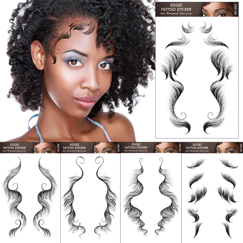 Waterproof Hairline Tattoo Stickers Baby Hair Edges Temporary Bangs Stickers For Women Natural Look DIY Hair Grooming Styling Accessories