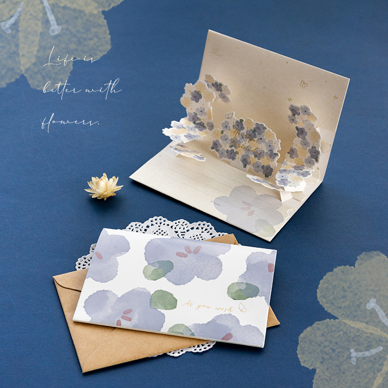 3D Pop-up Greeting Cards With Envelopes And Stickers Watercolor Floral Flowers Pattern Handmade Cardstock Gratitude Blessing Cards For Wedding Birthday Party Graduation Gifts General