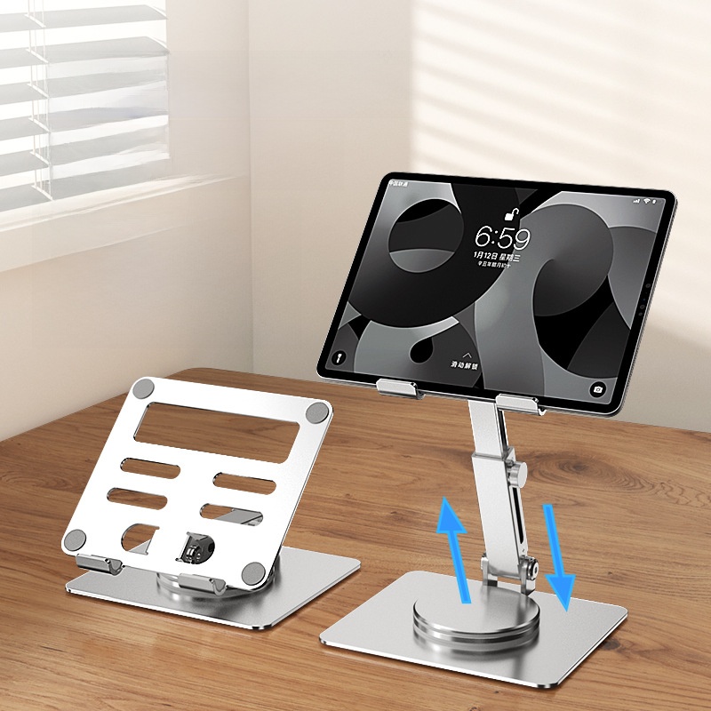 360 Degree Rotating Adjustable Tablet Stand Aluminum Alloy Foldable Lift Desktop Phone Holder Height Adjustable Support For iPad Pro Air Samsung Tablet Laptop