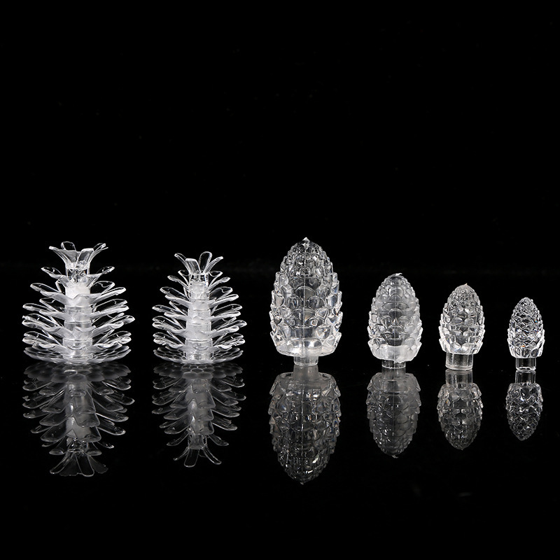 Transparent Pinecone LED String Light Accessories Clear Plastic Acrylic Christmas Tree Decoration DIY Lighting Ornaments For Xmas Party Home Decor