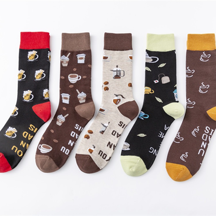 Funny Humorous English Slogan Crew Socks Cotton Blend Novelty Graphic Print Drink Food Pattern Socks Bring Me Beer Coffee Wine Socks For Men Women Gift