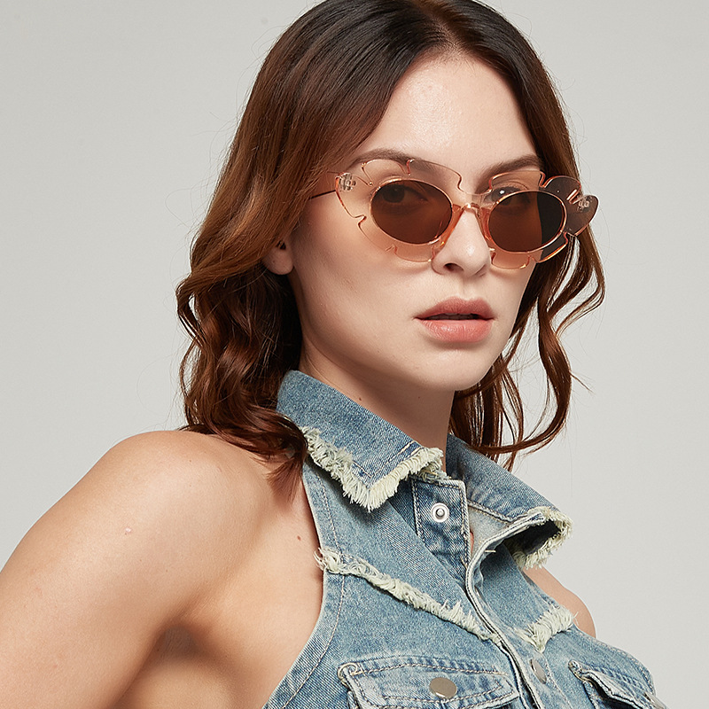 Cute Flower Ac Special-Shaped Mirror Full Frame Women'S Sunglasses