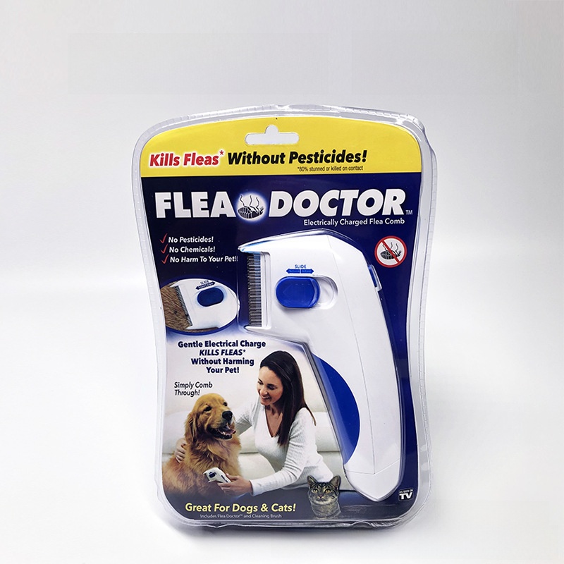 Electric Pet Flea Remover Comb ABS Plastic Metal Teeth Physical Lice Treatment Tool For Dogs Cats Home Grooming Accessory Blue White