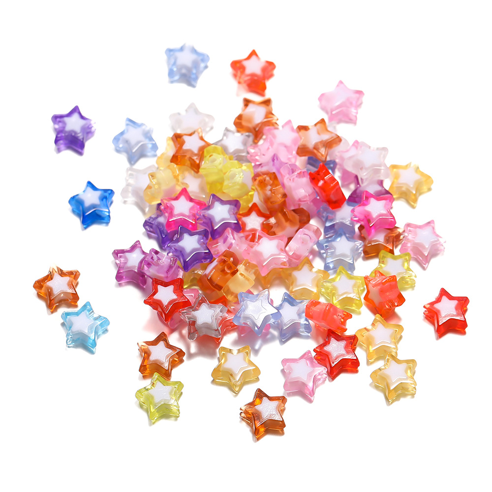 DIY Acrylic Star Beads Five-Pointed Star-in-Star Translucent Beads For Jewelry Making Phone Chain Keychain Charms Handmade Crafts Multiple Colors