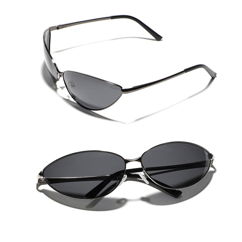 Fashion Metal Polarized Cat Eye Sunglasses Y2K Future Style UV400 For Men Women Trendy Outdoor Driving Streetwear Sun Glasses
