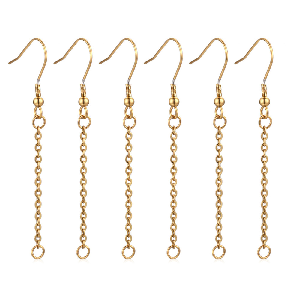 Stainless Steel Earring Hooks With Long Extension Chain Tassel Ear Threader DIY Jewelry Making Findings Vacuum Plated Color Preserving Material For Earrings