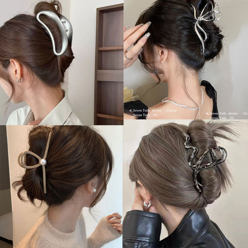 Large Metal Hair Claw Clip Alloy Liquid Wave Butterfly Star Design Non-slip Hair Accessories for Women Thick Hair Elegant Minimalist Headwear Daily Commute