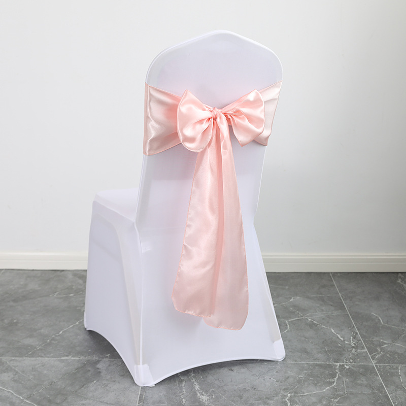 Elegant Satin Chair Sashes Polyester Ribbon Bow For Wedding Banquet Hotel Party Decoration Modern Simple Chair Back Decor Event Supplies