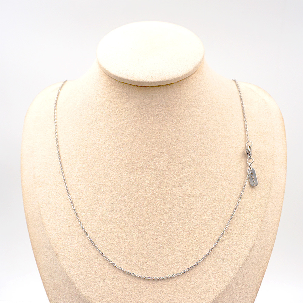 Simple Silver Stainless Steel Chain Necklace Long Plain Cross Chain With Lucky Engraved Tag Fashion Jewelry For Women