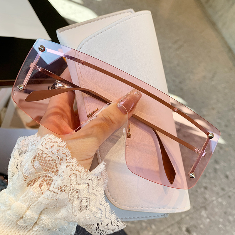 Wholesale Oversized Rimless Square Sunglasses with Metal Frame For Women - Everful