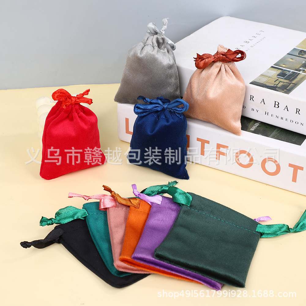 Soft Velvet Drawstring Pouches Small Jewelry Storage Bags Velvet Gift Bags With Satin Ribbon For Necklaces Watches Jewelry Packaging Accessories